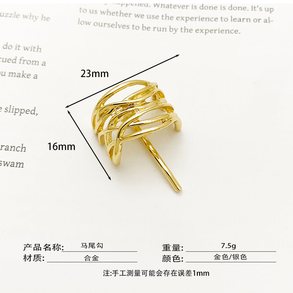 Japanese and Korean headdress accessories hairpins fashionable and simple small fresh ponytail hairpins for girls metal high-grade hair hooks and hair buckles - Korvel