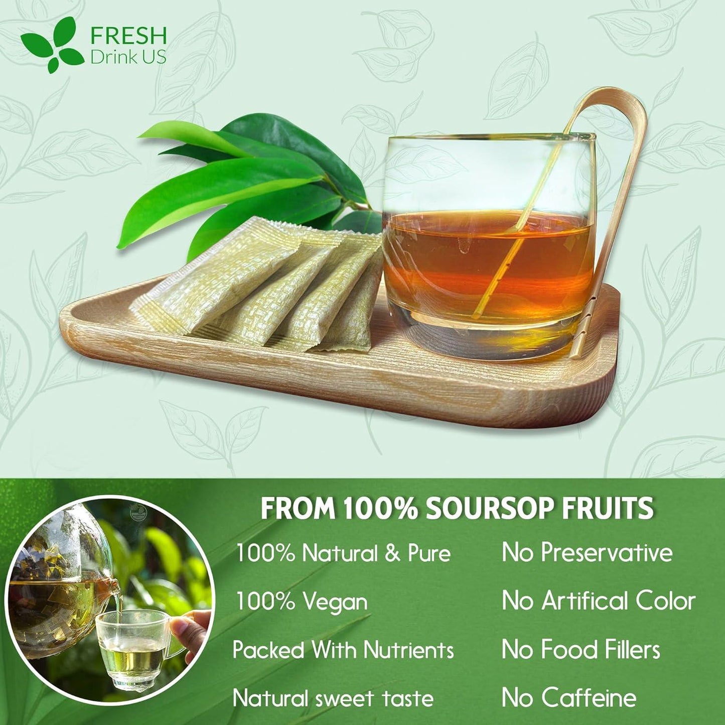 Premium Soursop Graviola Fruit Tea Bags - 100% Natural & Handmade