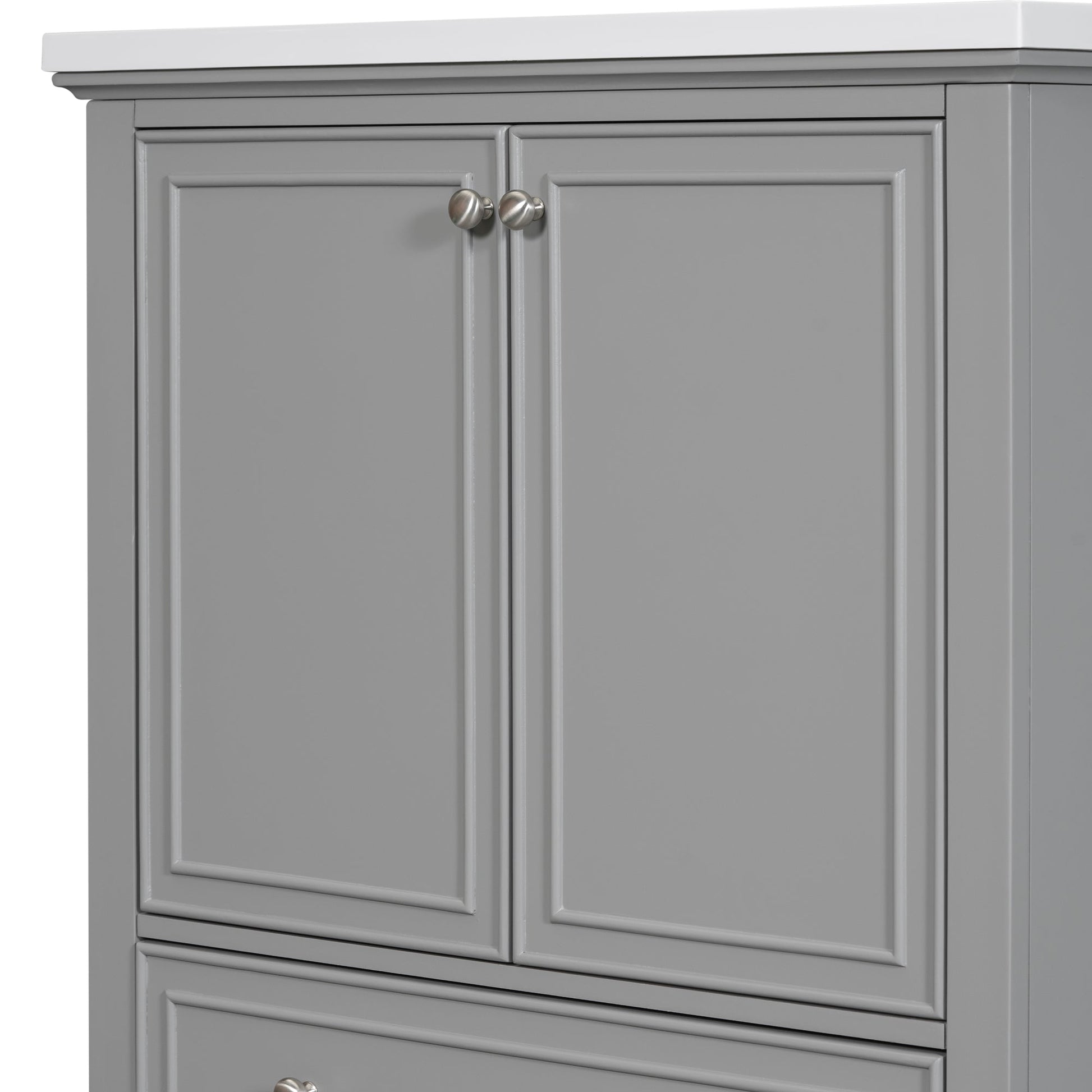 30inchgrey Bathroom Vanity with Sink ComboMulti-functional Bathroom Cabinet with Doors and Drawer Solid Frame and MDF Board - Korvel