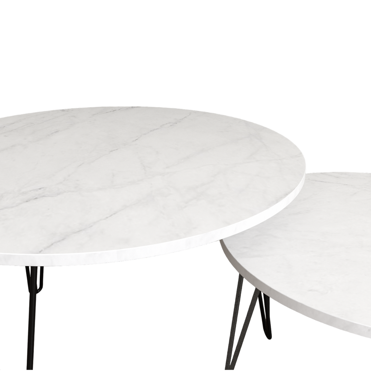 Ensemble de 2 tables basses rondes empilables de 27,56'' - Blanc