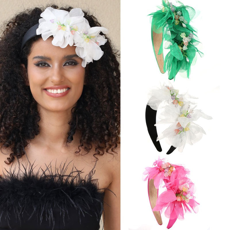 Fashionable handmade fabric crystal flower headband - Korvel
