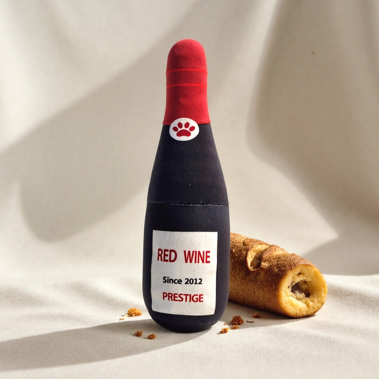 Realistic Plush Wine Bottle Dog Toy - Chew-Resistant & Entertaining