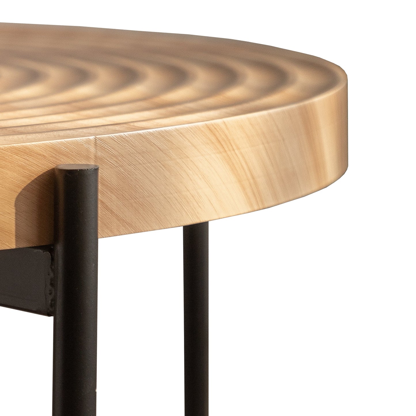 Modern Thread Design Round Coffee Table MDF Table Top with Cross Legs Metal Base(Set of 2 pcs ) - Korvel