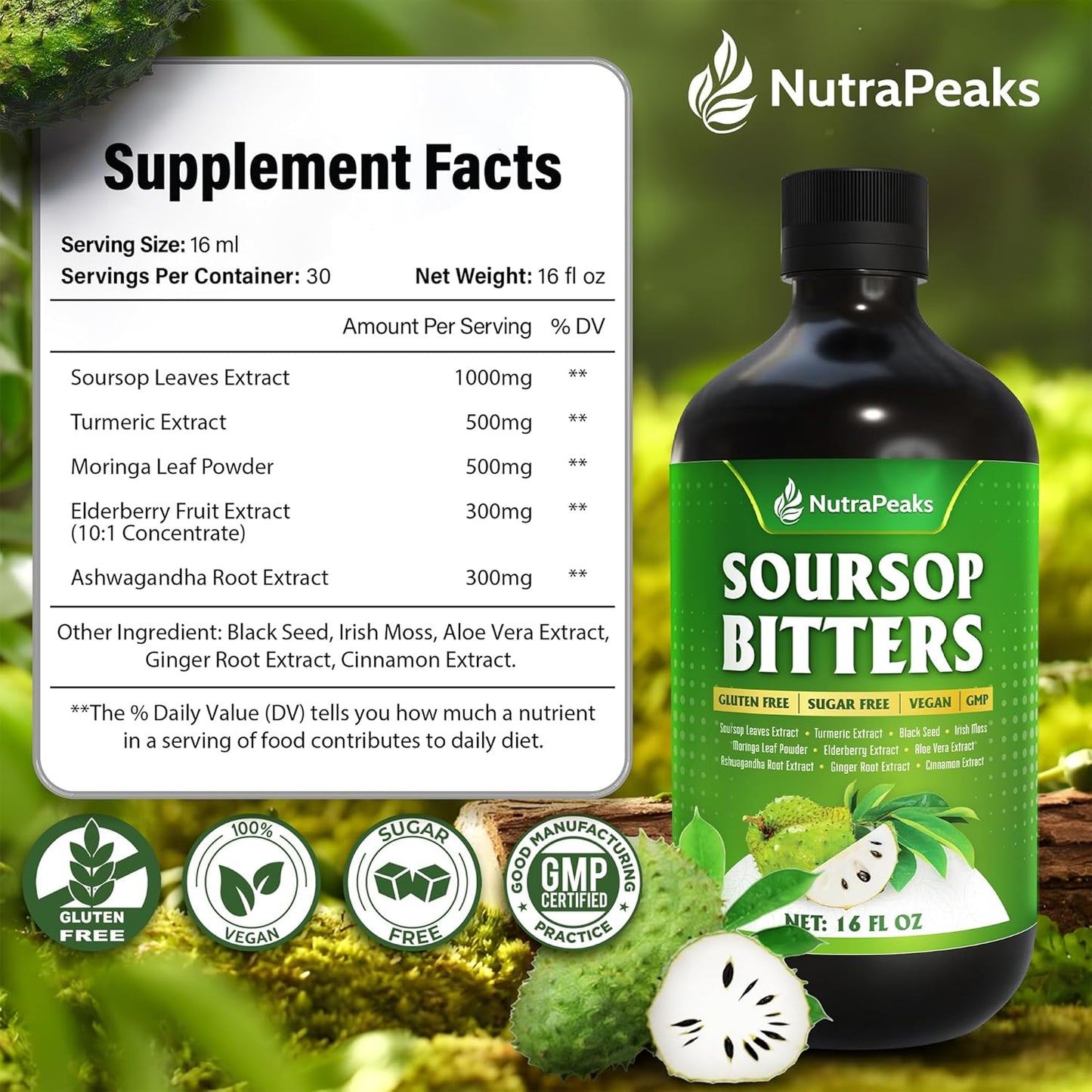 Premium Soursop Bitters – Herbal Infusion with Turmeric & Moringa