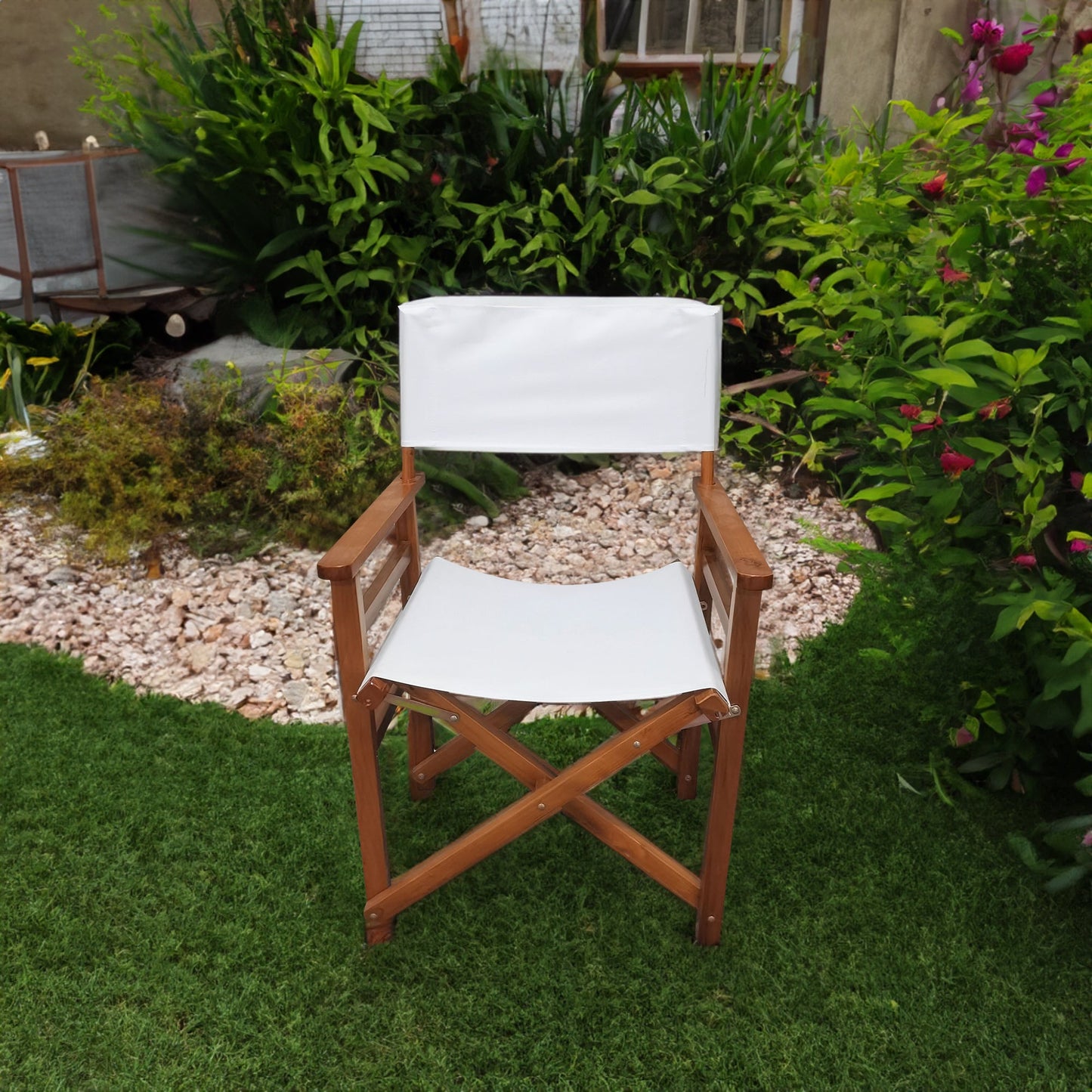 Premium Wooden Folding Chair Set - 2pcs in White Canvas