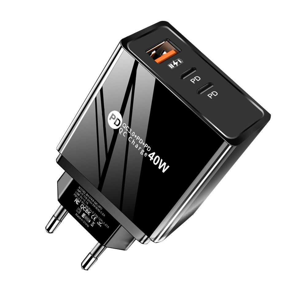 USB+2PD Type-C mobile phone charger LED with light travel charging head - Korvel