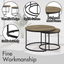 A set of nested coffee tables, 27.6-inch round coffee table, industrial wood veneer, with sturdy metal frame (brown) - Korvel