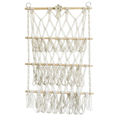 Simple decoration of shelves for children's rooms book ornaments wooden sticks 3-layer plush Bohemian toy storage net bag - Korvel