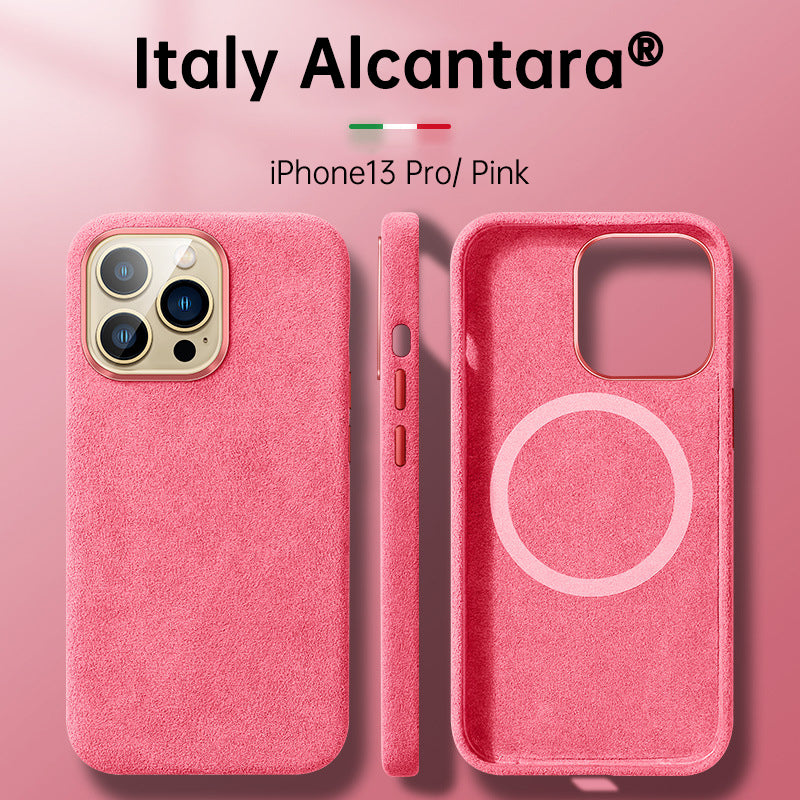 Italian Alcantara Case for iPhone 15 Pro Max Business Leather Phone Back Cover for iPhone 13 Pro Max Magnets - Korvel