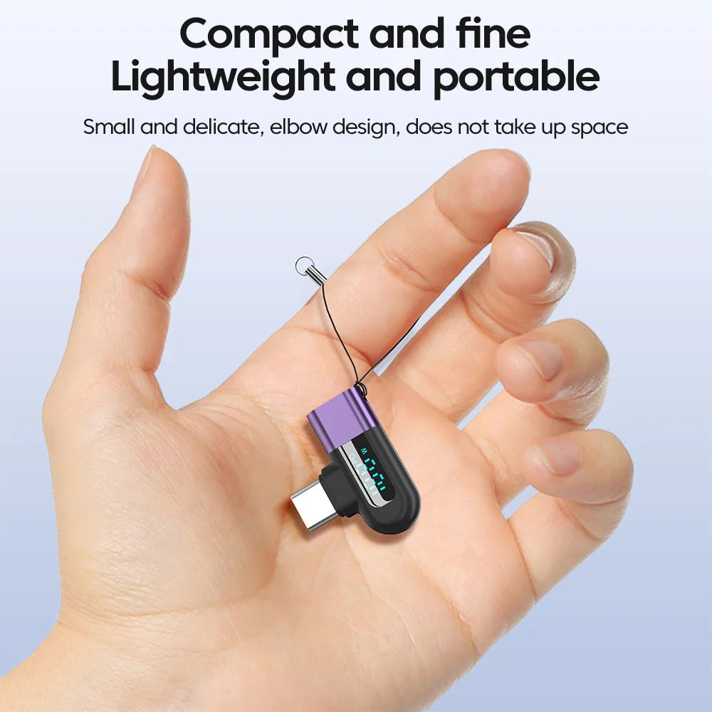 TG adapter 6A intelligent digital display supports 120W fast charging data cable, USB 2.0 port, Type-C adapter - Korvel