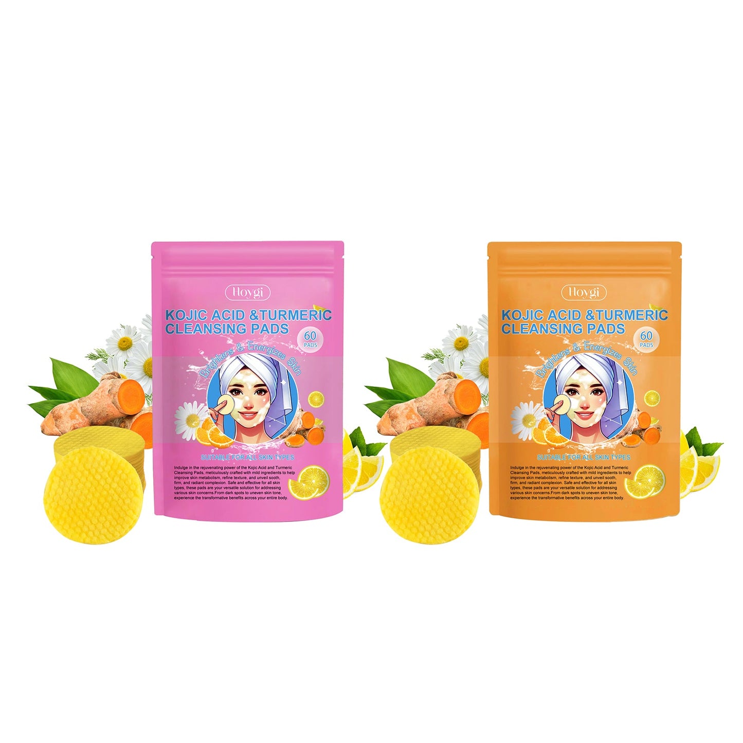 Discos de Limpieza con Ácido de Cúrcuma - Exfoliación Suave para una Piel Radiante