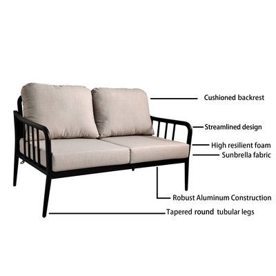 5PC Modern Aluminum Outdoor Patio Conversation Set