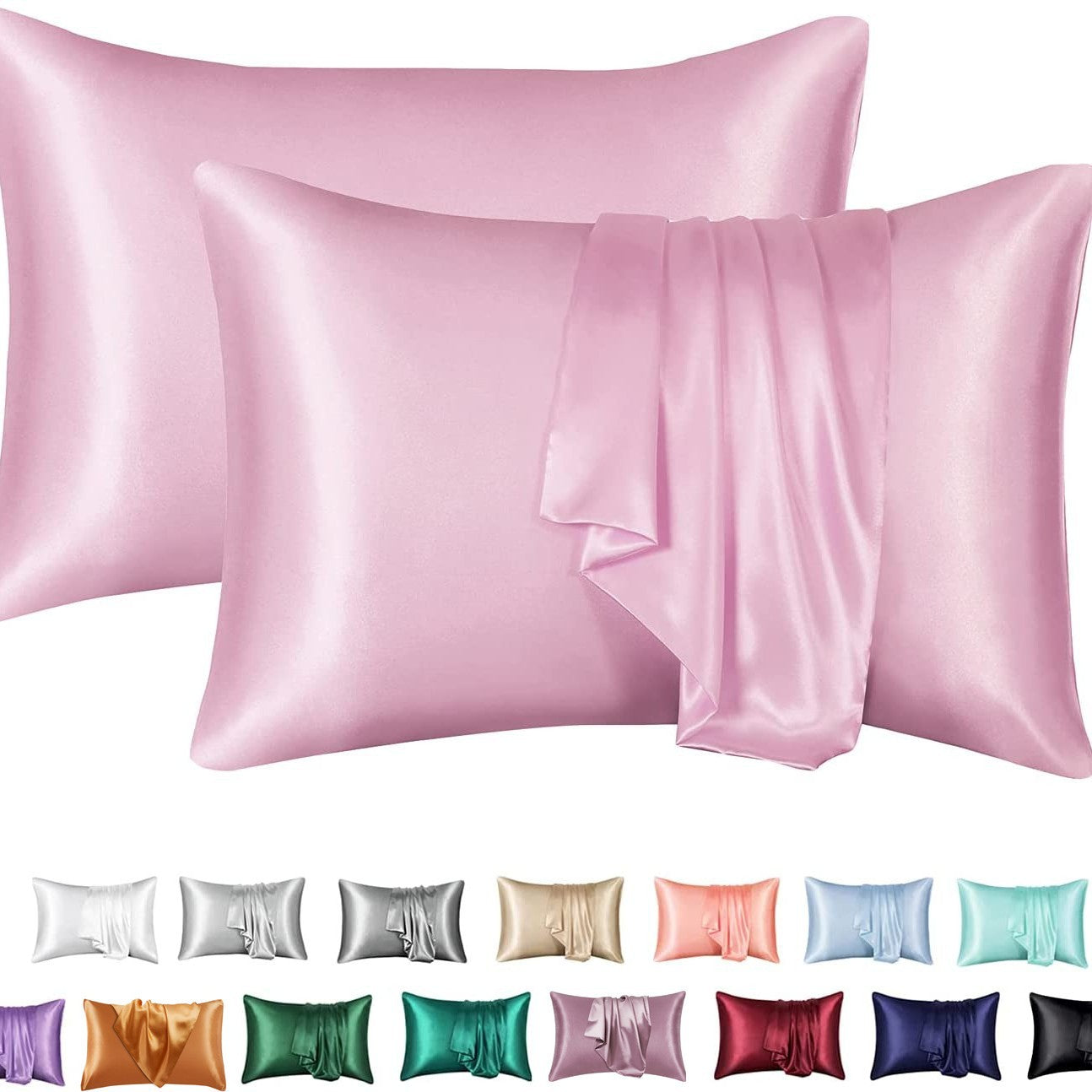 Simulation silk solid color polyester pillowcase envelope pillow pillow cases pillow pair multi-color - Korvel