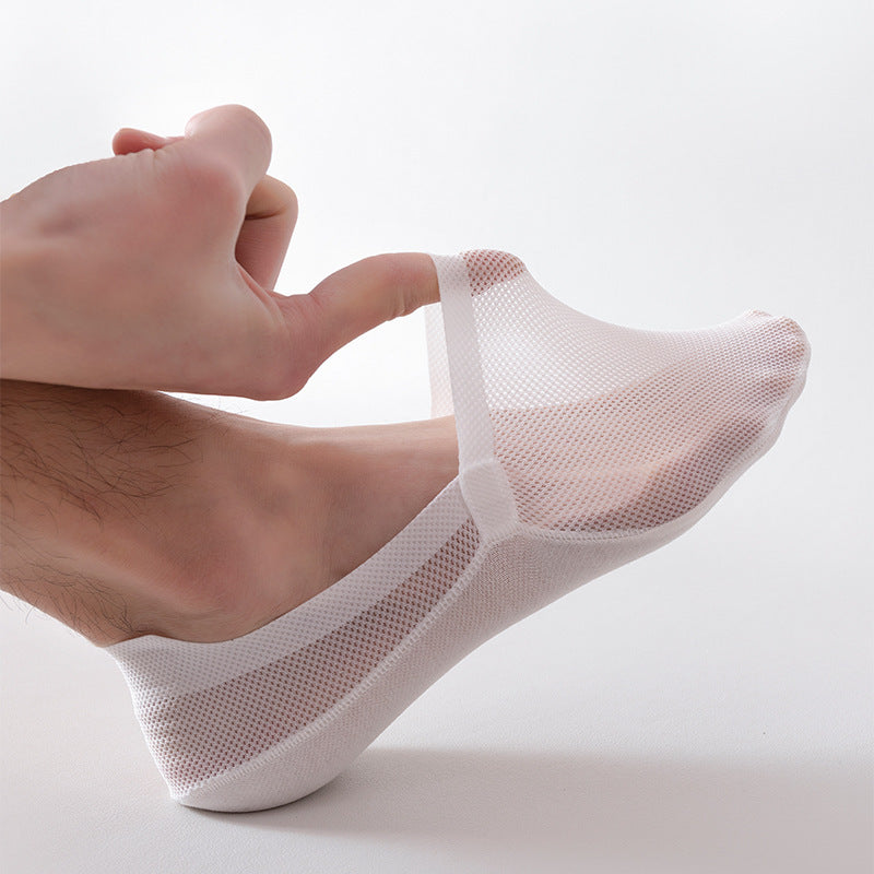 Men's thin breathable mesh boat socks short socks shallow mouth ice silk invisible socks ﻿ - Korvel