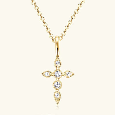 925 Sterling Silver Moissanite Cross Pendant Necklace - Korvel