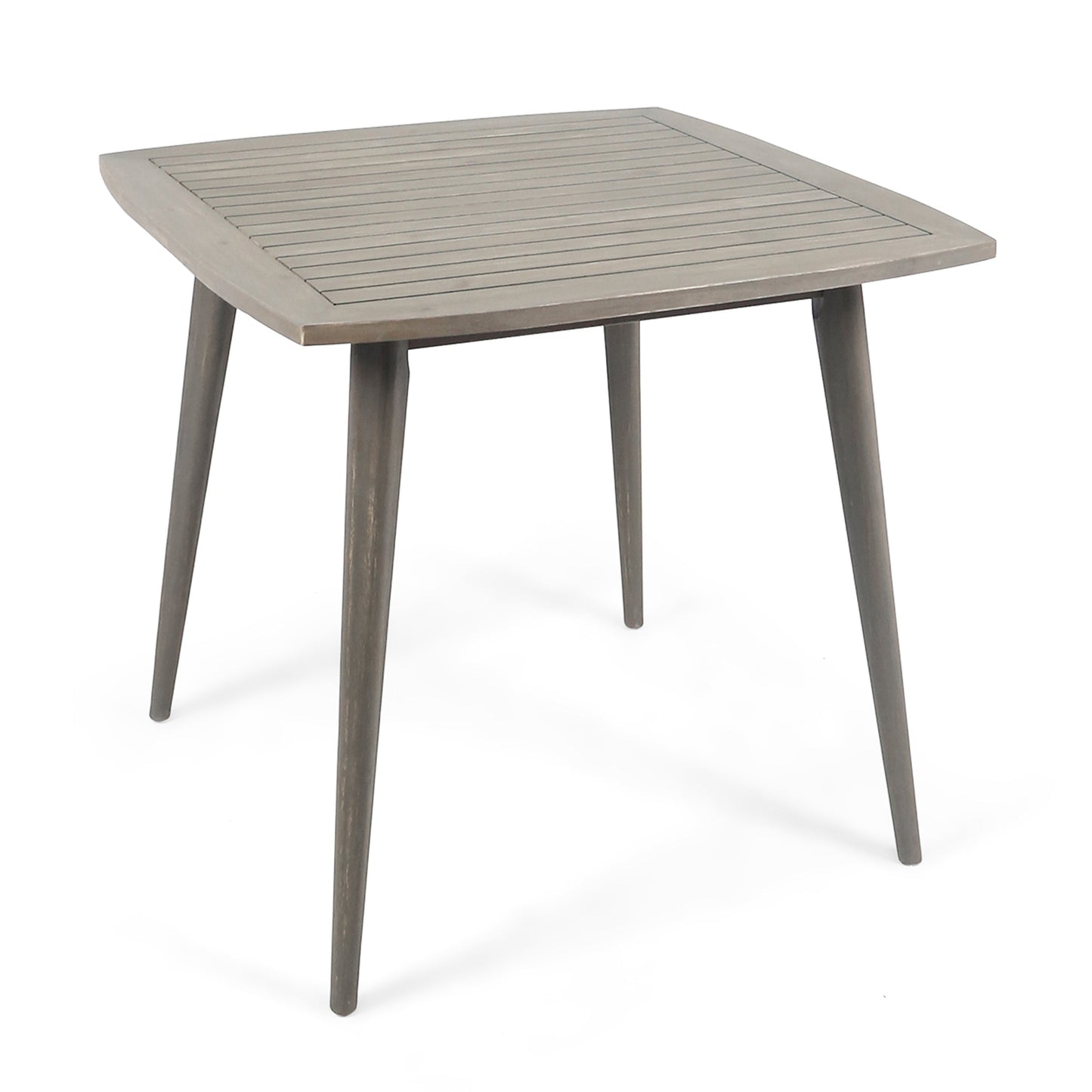 Outdoor Square Acacia Wood Table with Straight Legs, Gray - Korvel