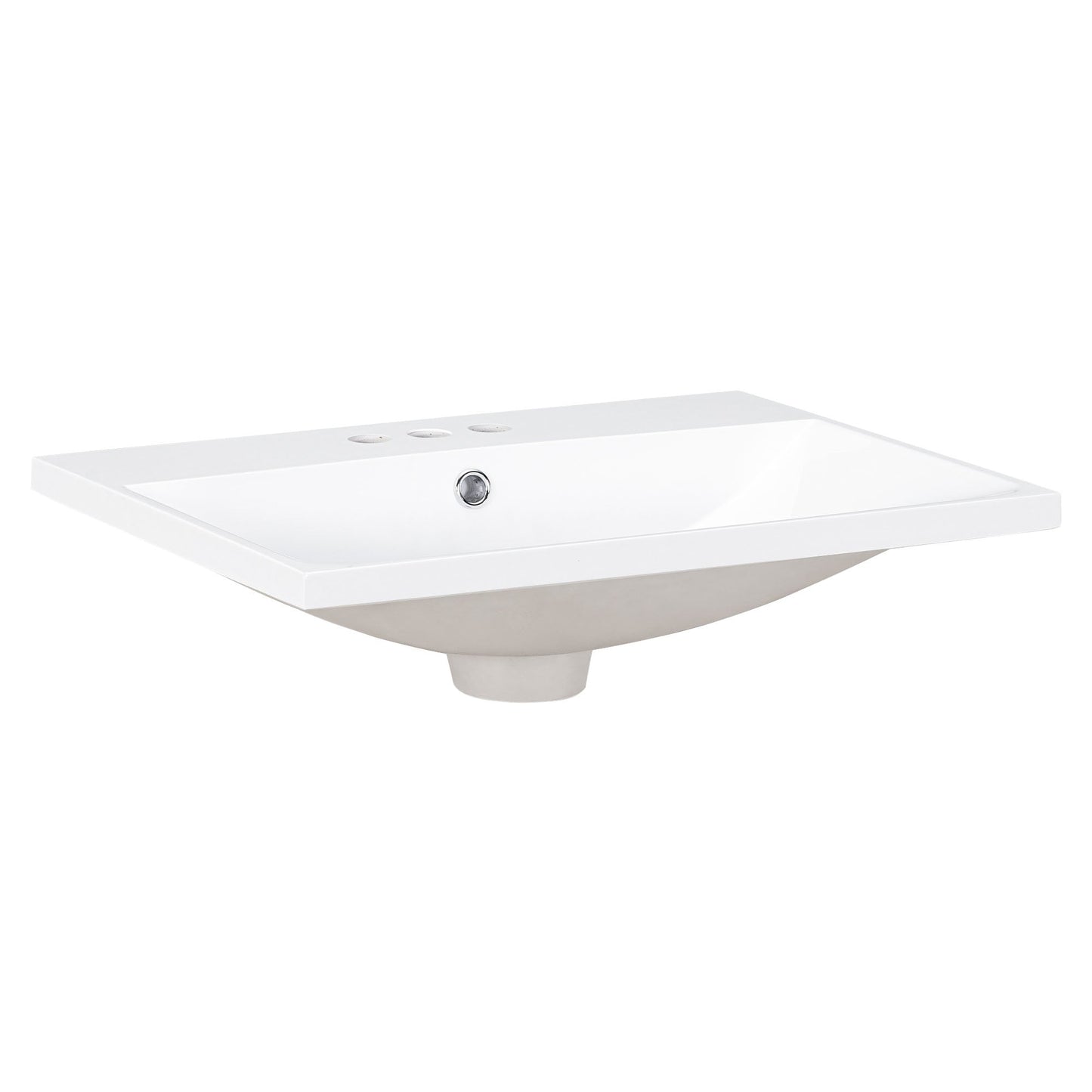 24" Bathroom Vanity Top Only White Basin 3-Faucet Holes  4" Faucet Available Ceramic - Korvel