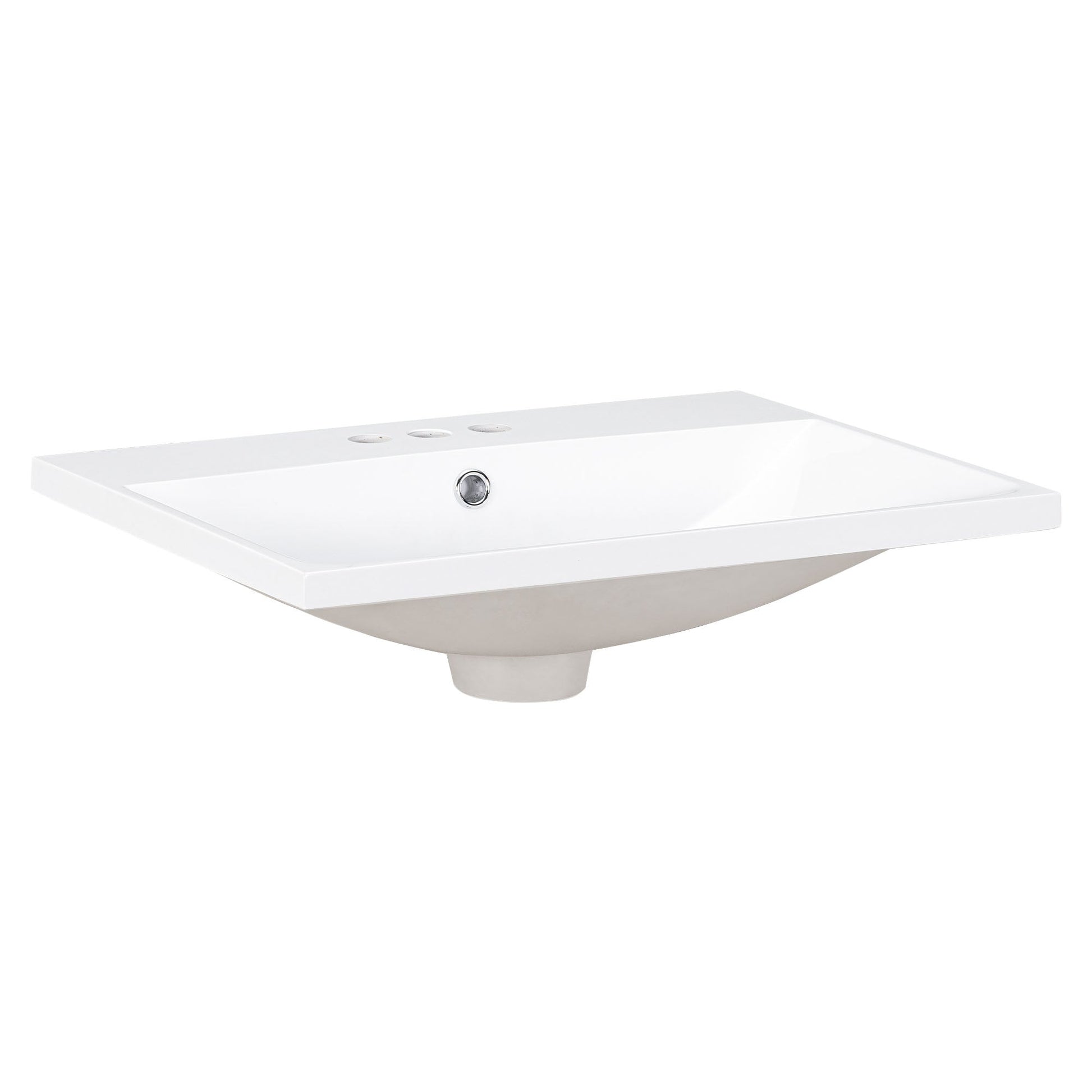 24" Bathroom Vanity Top Only White Basin 3-Faucet Holes  4" Faucet Available Ceramic - Korvel