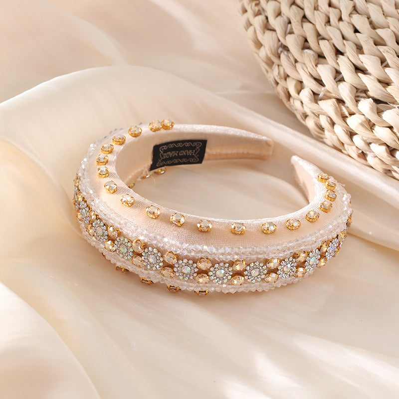 Retro Baroque colored glass drill sponge hair hoop - Korvel
