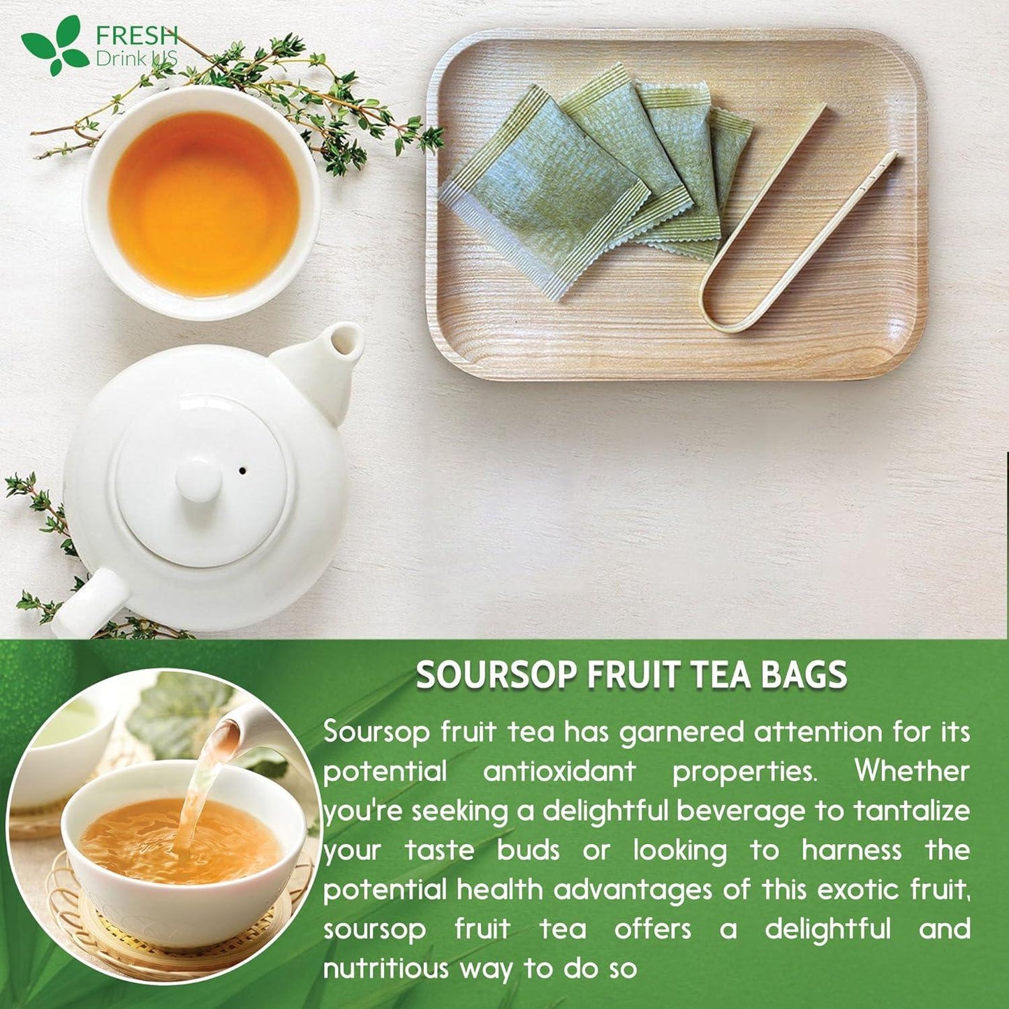 Premium Soursop Graviola Fruit Tea Bags - 100% Natural & Handmade