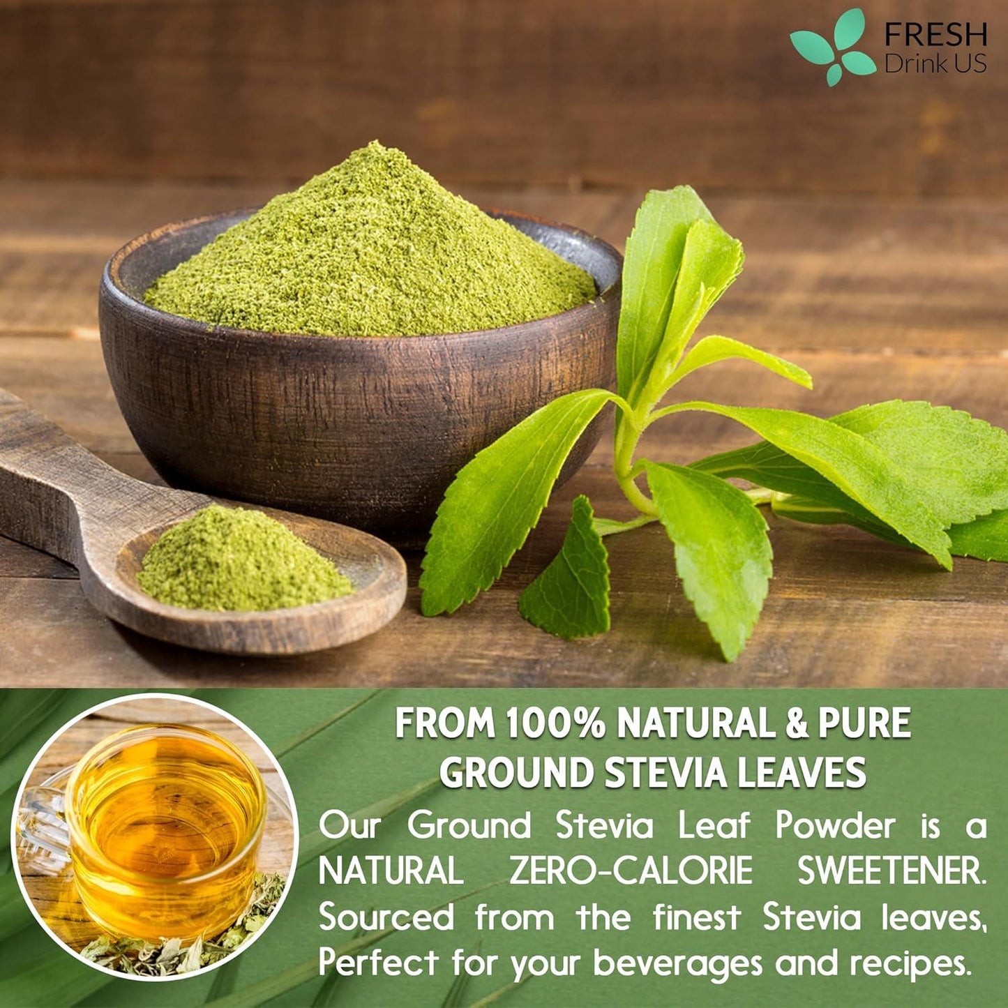 Stevia Leaf, Whole Dried Leaves, Tea Bags, Powder, 100% Natural and Pure from Stevia Leaves. Sugar Substitute for Tea, Coffee. Loose Leaf Stevia Herbal Tea. Zero Calorie Sweetener. No Sugar, No Caffeine, No Gluten, Vegan. - Korvel