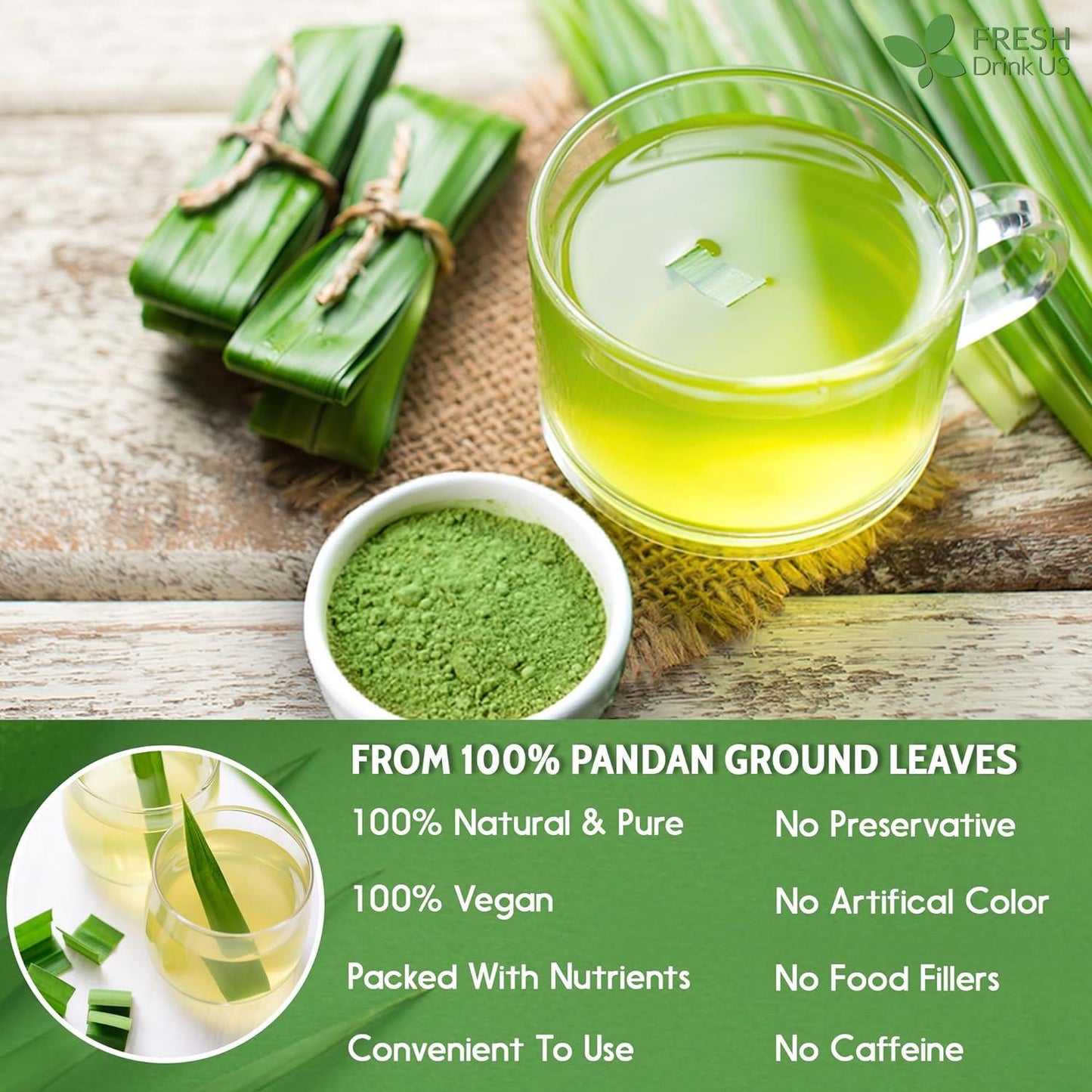 100% Pure Dried Pandan Leaves - Natural Flavoring Powder