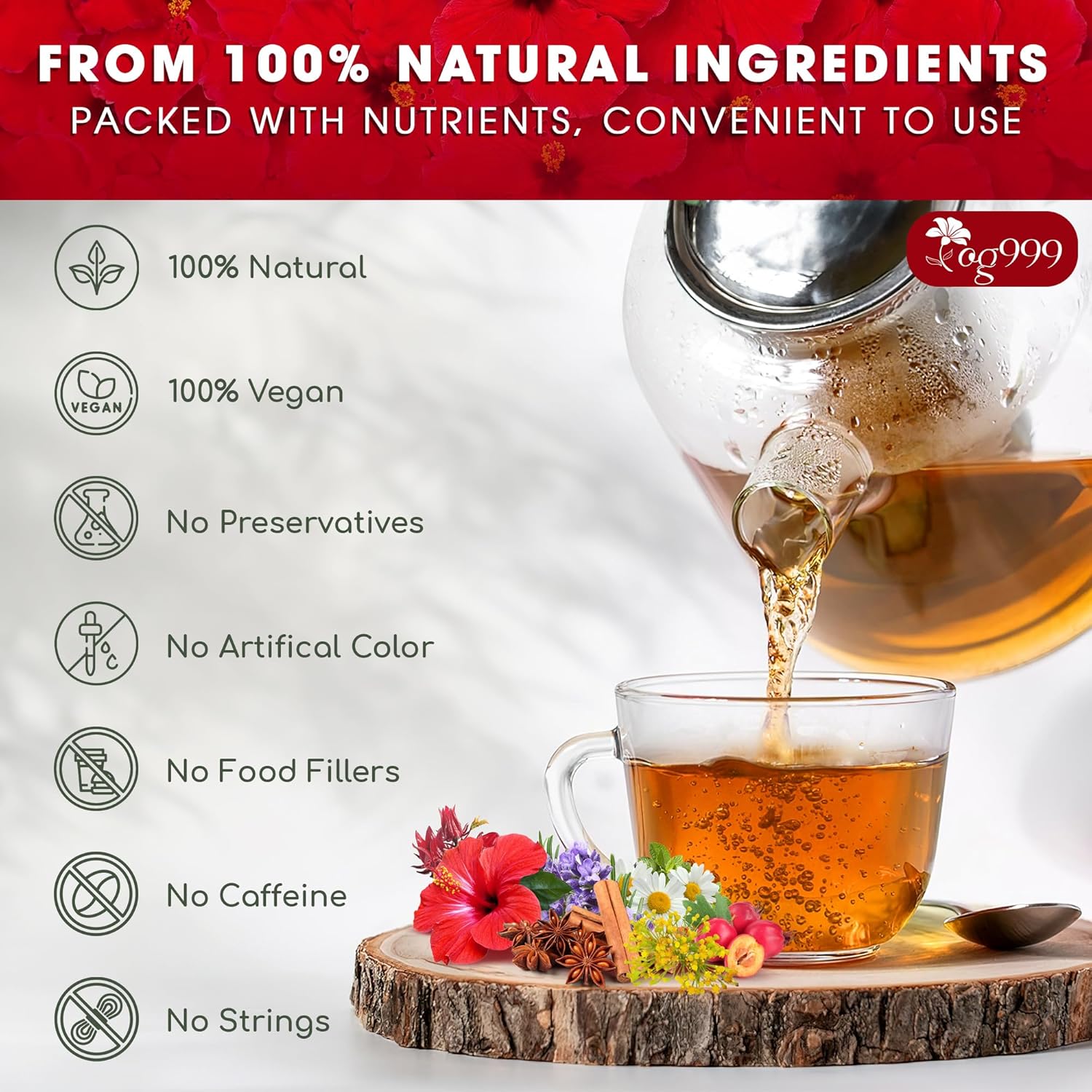 Pressure Balance Herbal Tea | Blend of 9 Natural Herbs | Caffeine-Free, Sugar-Free, Vegan-Friendly - Korvel