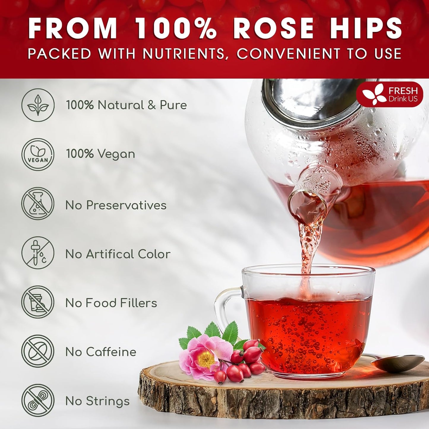 Premium Rosehip Tea Bags - 100% Natural & Pure