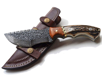 Premium Handcrafted Damascus Steel Tom Brown Tracker Knife - Perfect for Outdoor Adventures & Tactical Use | KBS Knives - Korvel