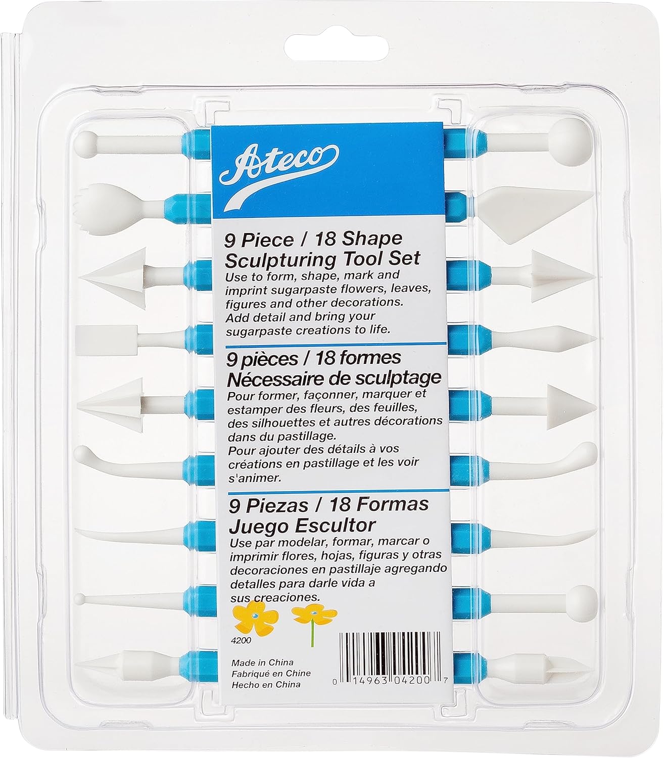 Ensemble de sculpture Ateco 4200 de 9 pièces pour la décoration de gâteaux