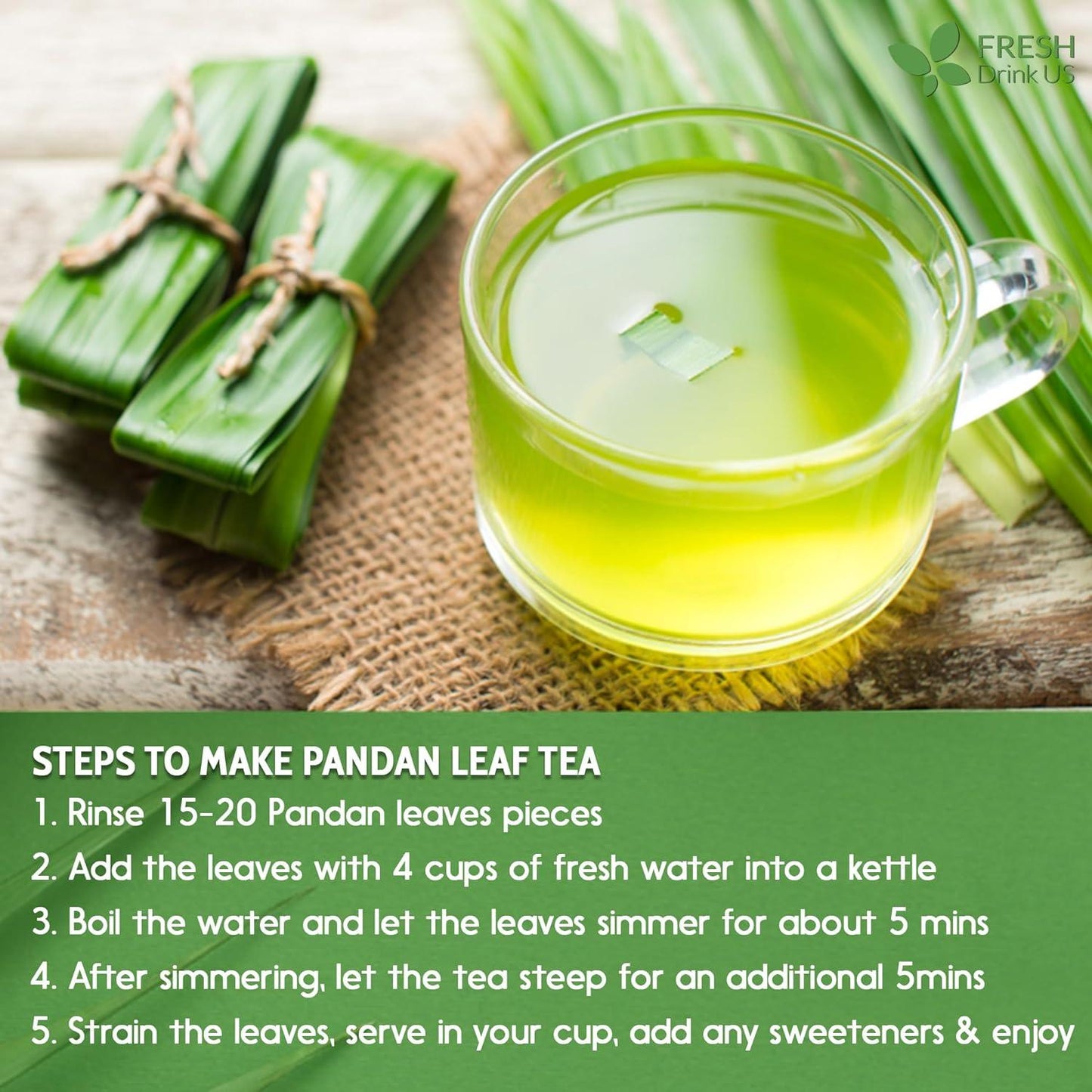 100% Pure Dried Pandan Leaves - Natural Flavoring Powder