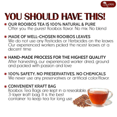 Premium Red Rooibos Tea Bags - 100% Natural & Pure