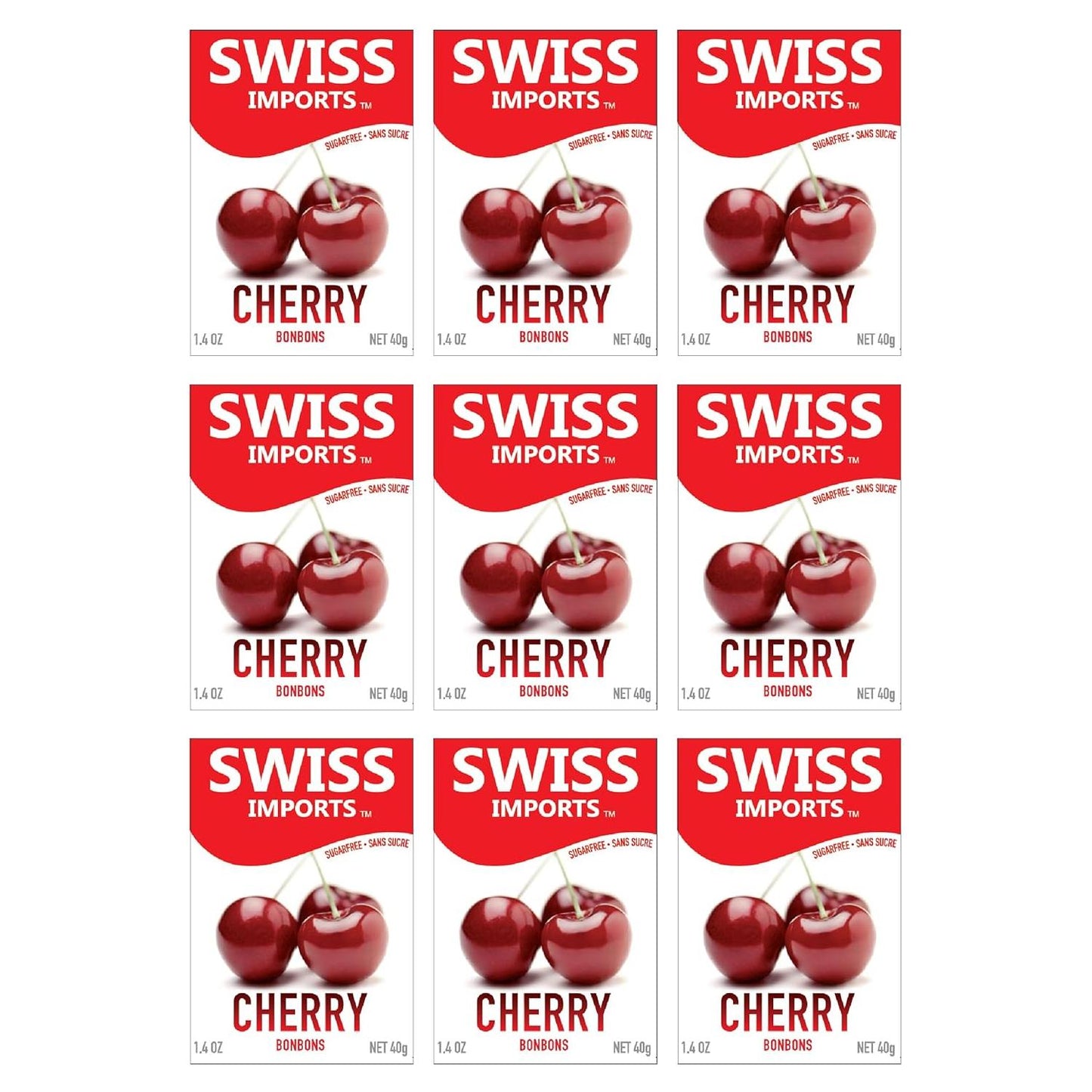 Dulces sin azúcar de cereza Swiss Imports - 1.4oz
