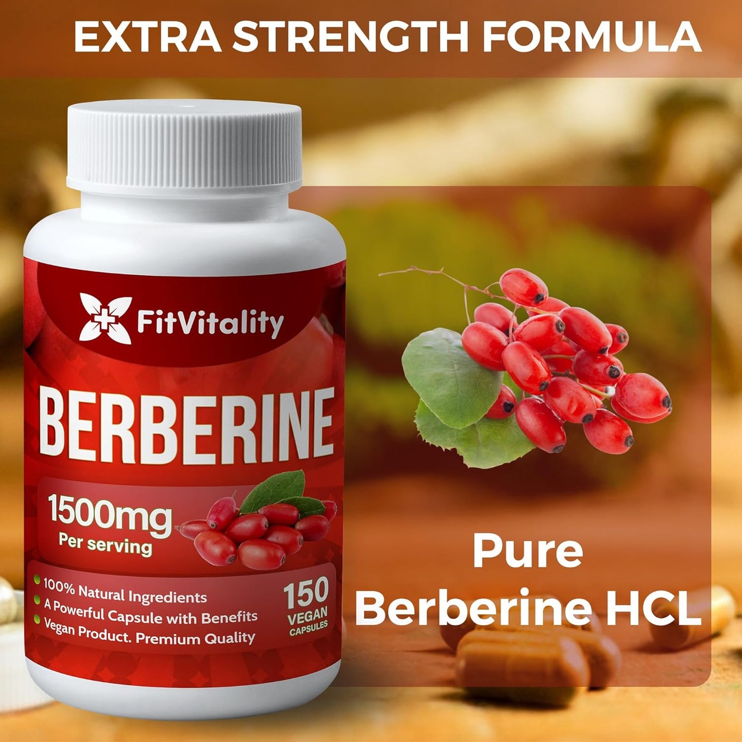 Premium Berberine Supplement, Non-GMO, Gluten-Free - Korvel
