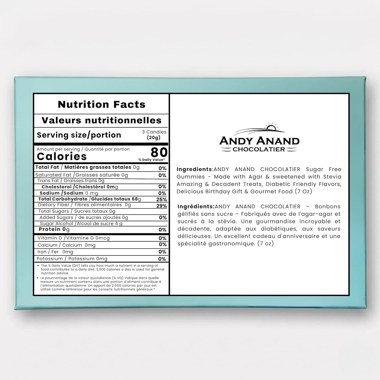 Gomitas Sin Azúcar Andy Anand 30 Pc - Sabores Variados, 7 Oz