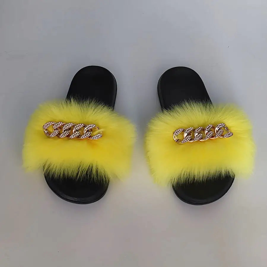 Plush Imitation Fox Fur Flip Flops for Ultimate Comfort