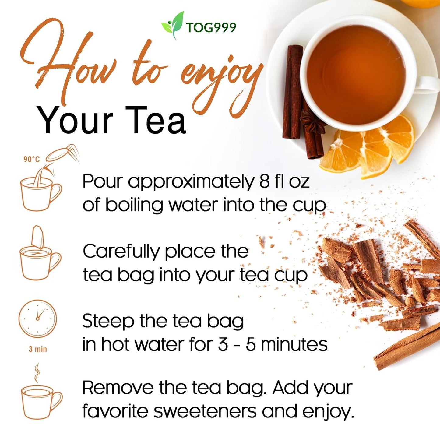 Pure Cinnamon Herbal Tea - 100% Natural & Caffeine-Free