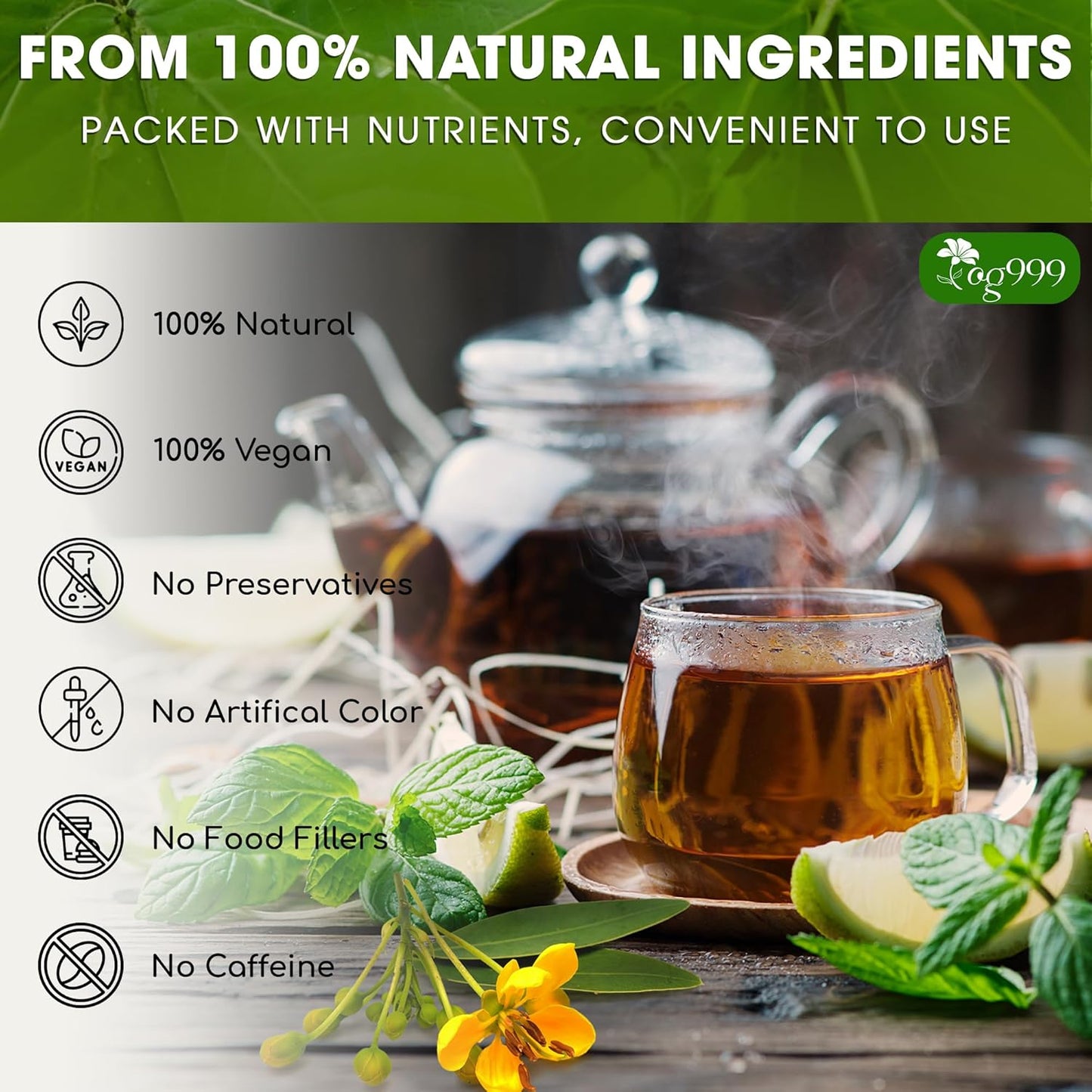 Bolsitas de té premium de menta y sen. Té natural para aliviar el estreñimiento. 