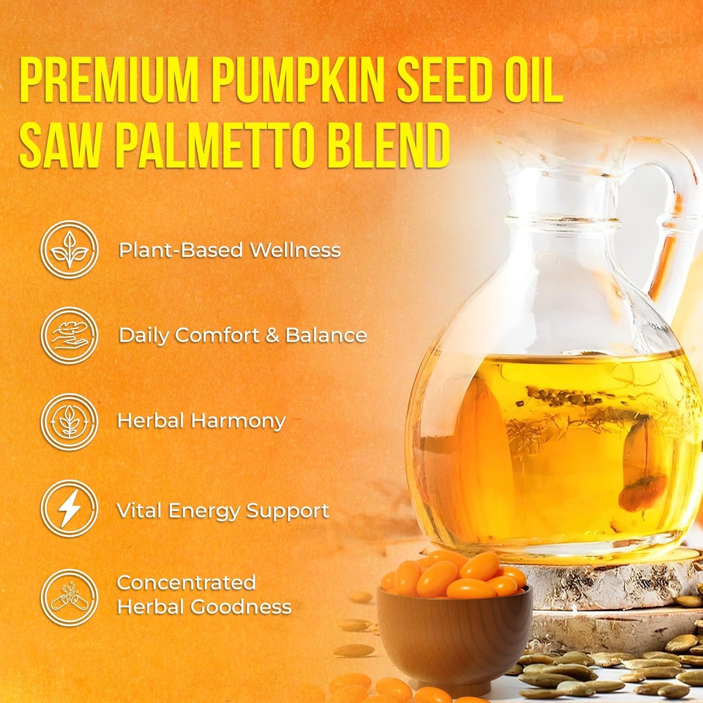 Gélules d'huile de pépins de citrouille premium avec saw palmetto - 3000mg