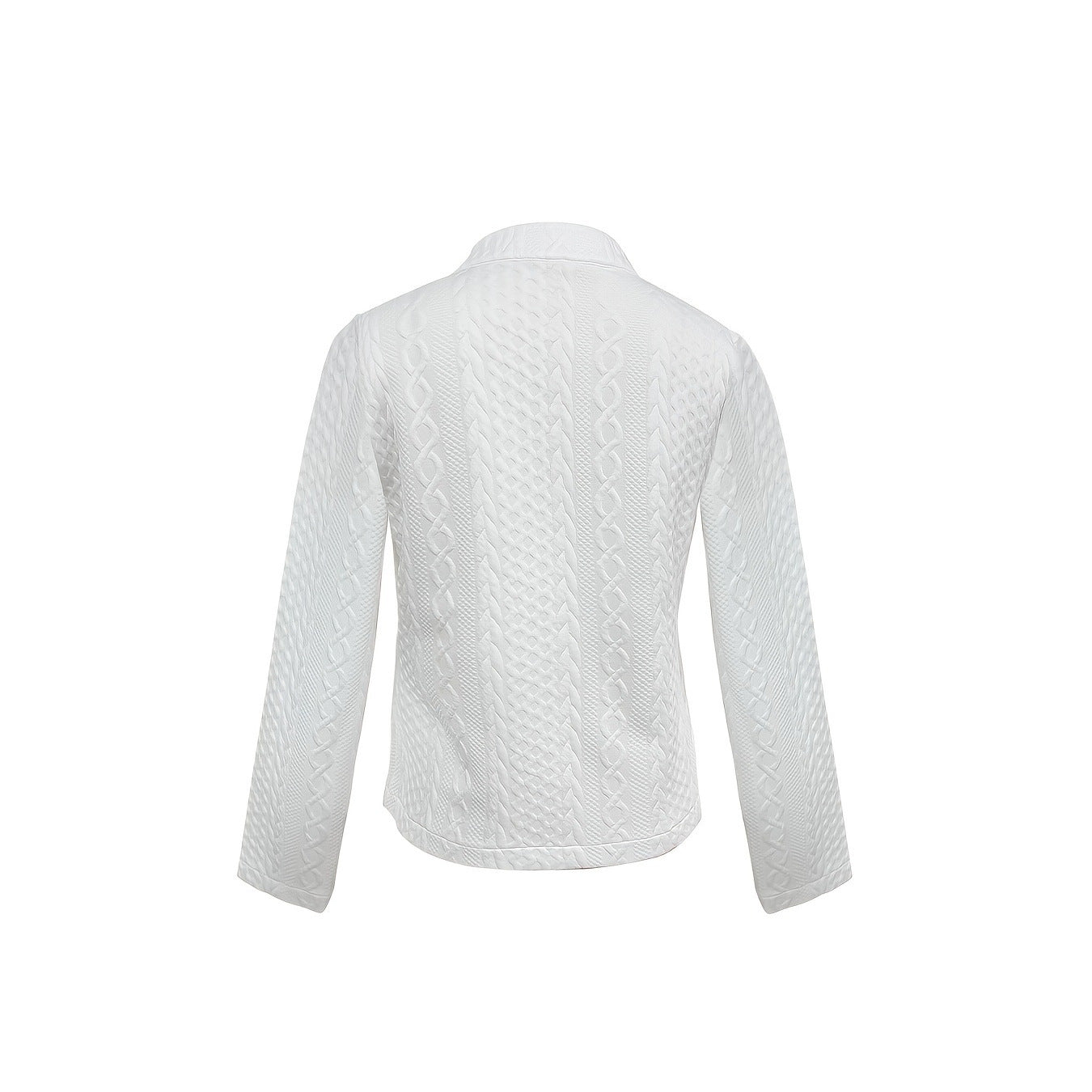 Women's Solid Color Textured Fabric Stand Up Collar Jacket