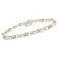 Pulsera de eslabones geométricos de diamantes de corte princesa de oro bicolor de 10K