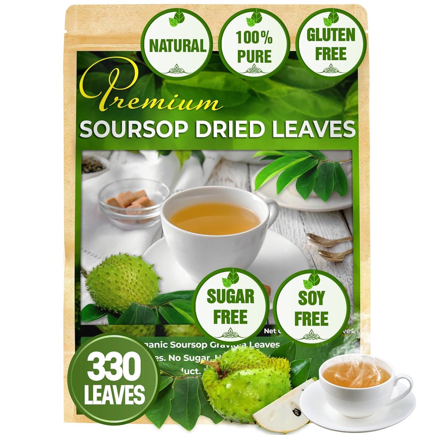 Bolsitas de té de hojas de guanábana premium, hojas de guanábana secas, polvo de hojas de guanábana, té de hojas de guanábana, té de hoja guanábana