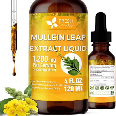 Mullein Drops for Lungs Cleanse Support, Mullein Extract Liquid – 100% from Natural Mullein Leaves, Non-GMO, Gluten-Free - Korvel