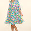 Vestido Floral con Mangas Abullonadas y Volantes para Mujeres