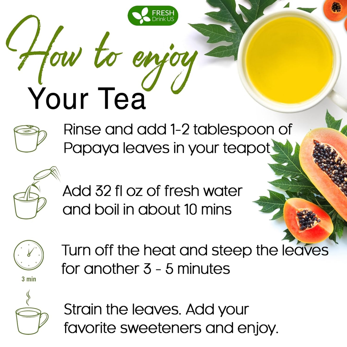 Premium Papaya Dried Leaves Herbal Tea - Caffeine-Free & Vegan