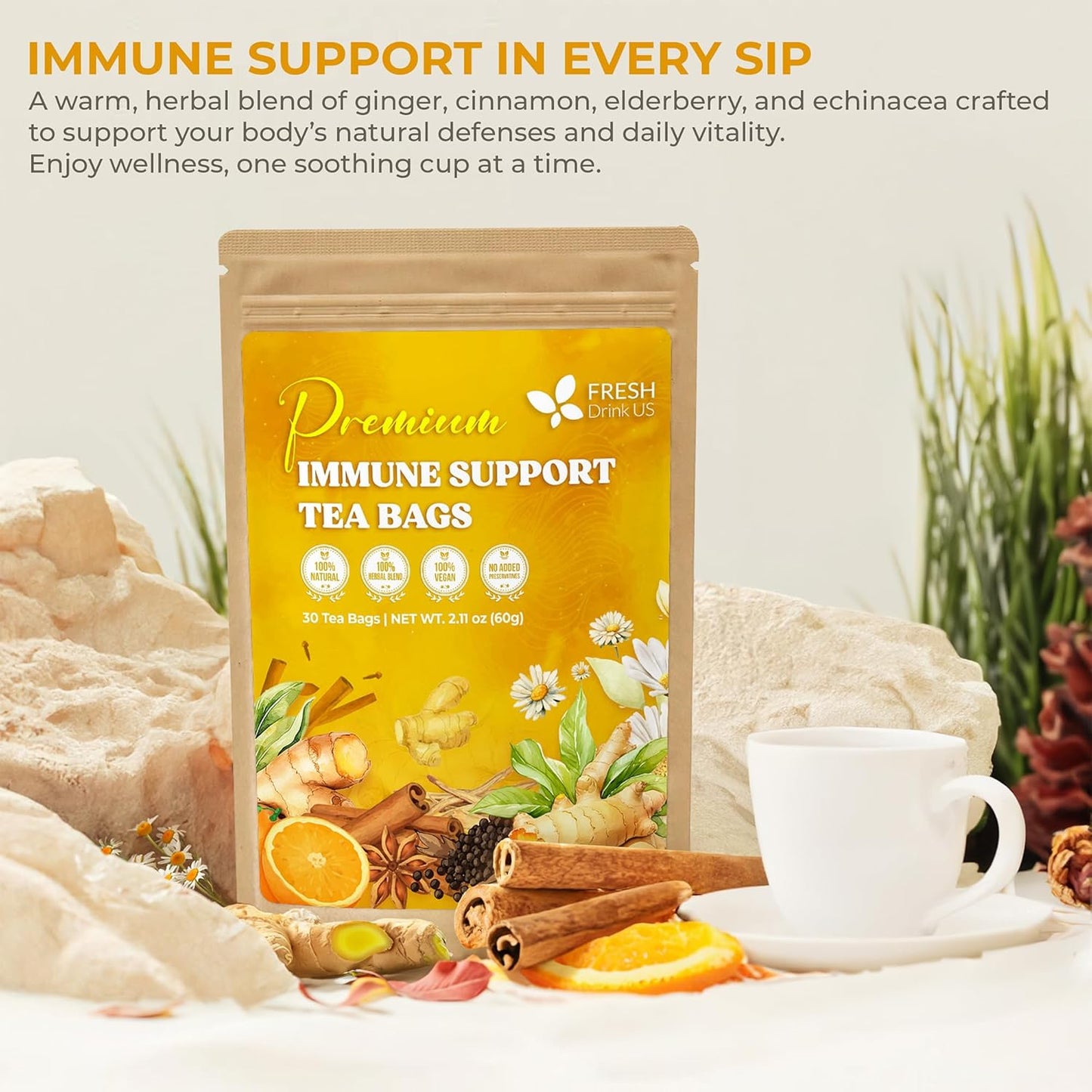 Premium Herbal Tea Bags for Immune Support - Korvel