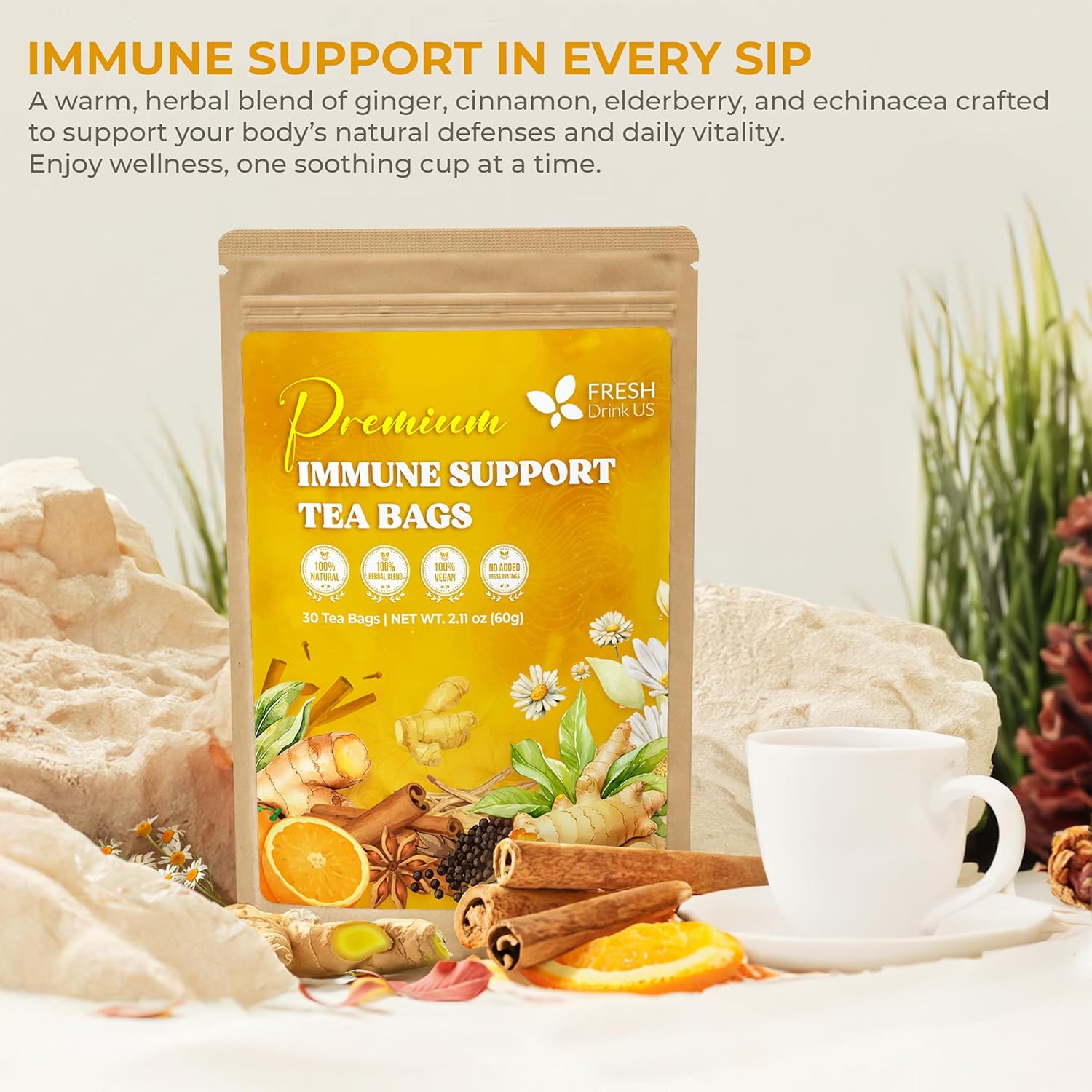 Premium Herbal Tea Bags for Immune Support - Korvel