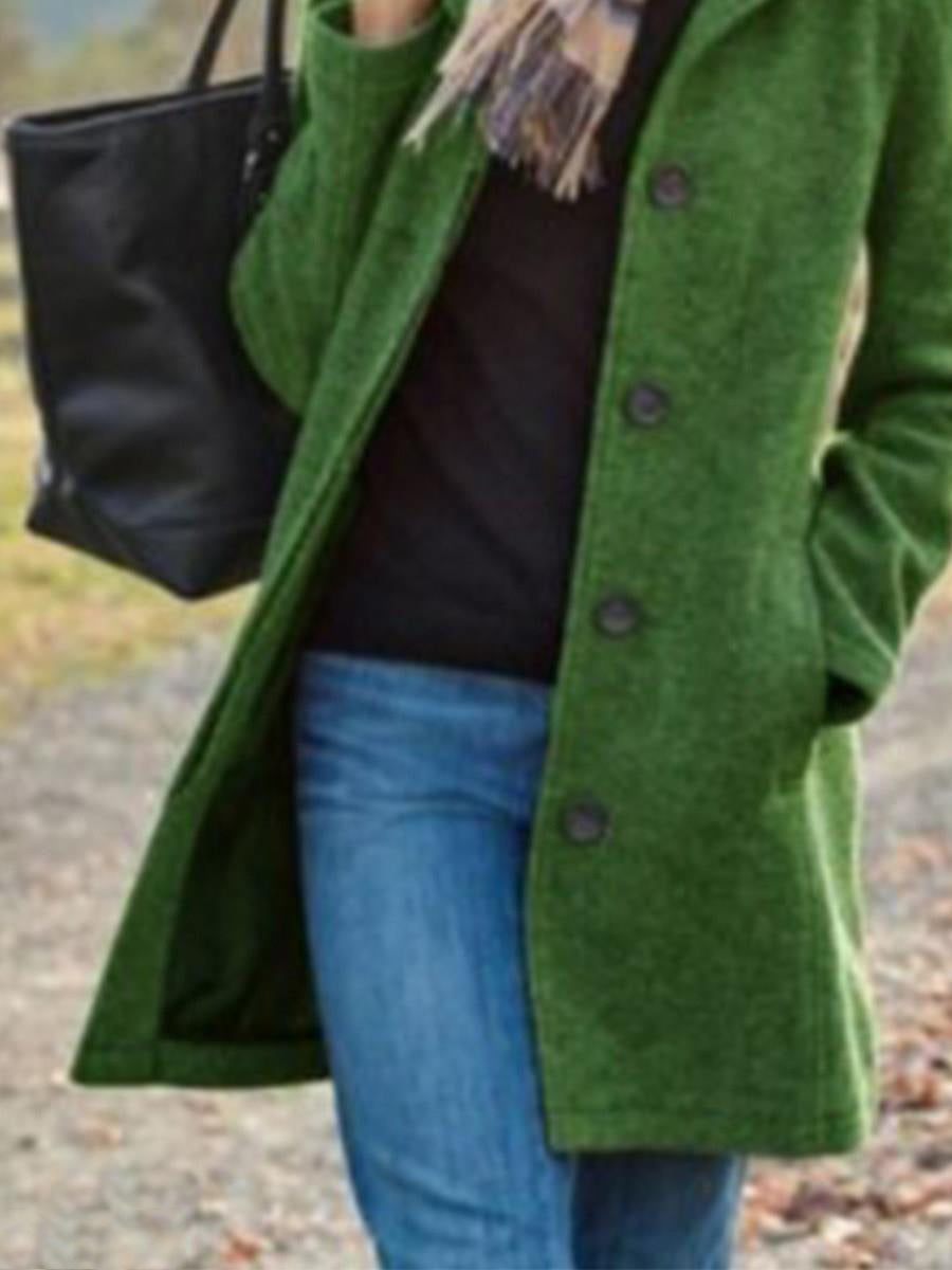 Elegant Women's Medium Length Woolen Overcoat