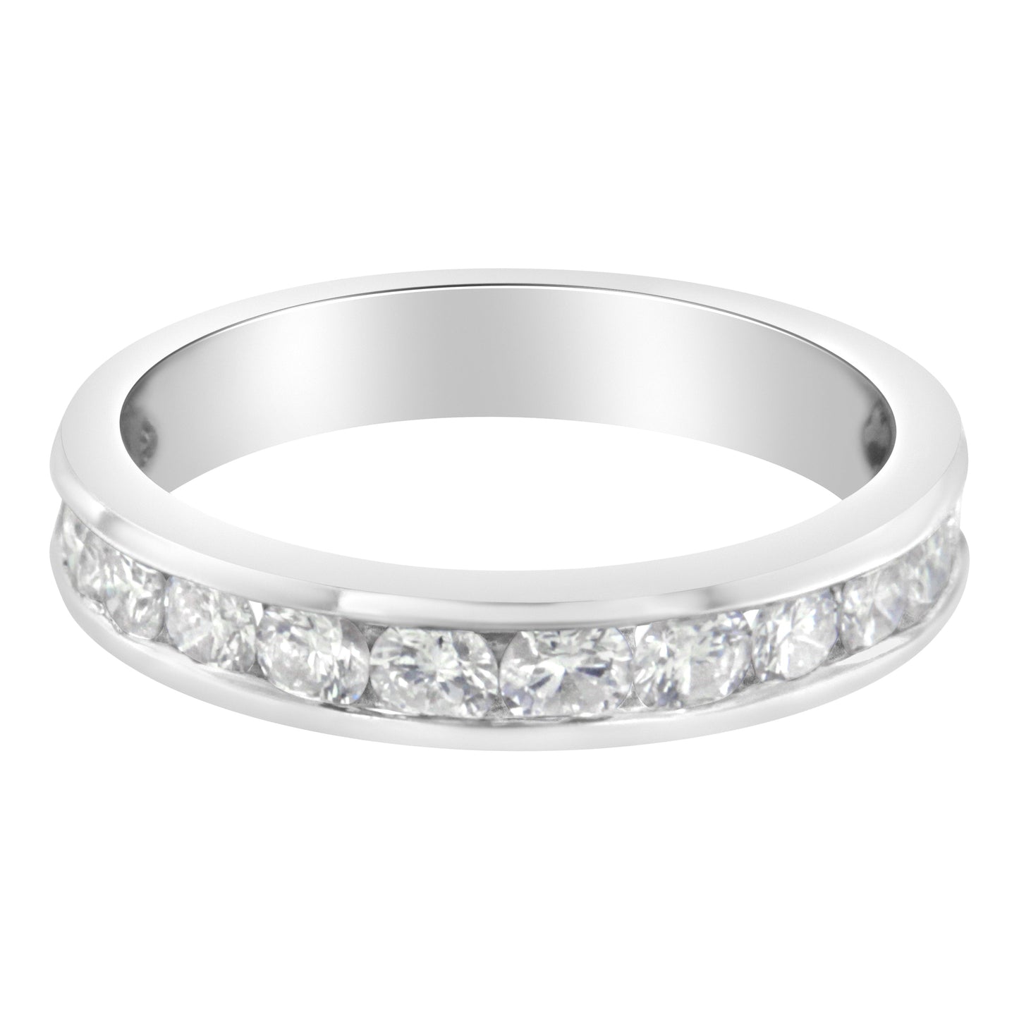 Bague demi-éternité en diamant certifié IGI de 1,0 Cttw en or blanc 18K