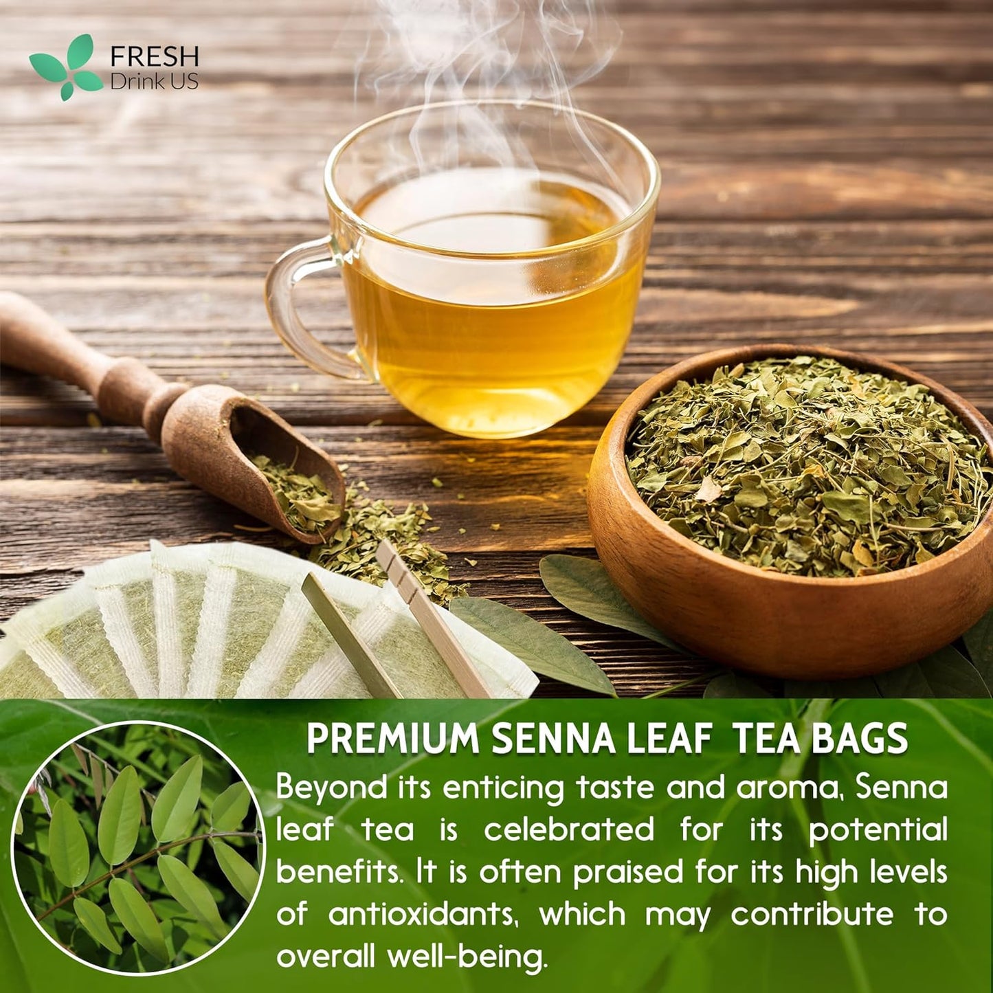 Premium Senna Leaf Tea Bags, 100% Natural & Pure from Senna Leaves. Loose Leaf Senna Herbal Tea, Made with Natural Material Tea Bags, Senna Leaf Tea. No Sugar, No Caffeine, No Gluten, Vegan. - Korvel